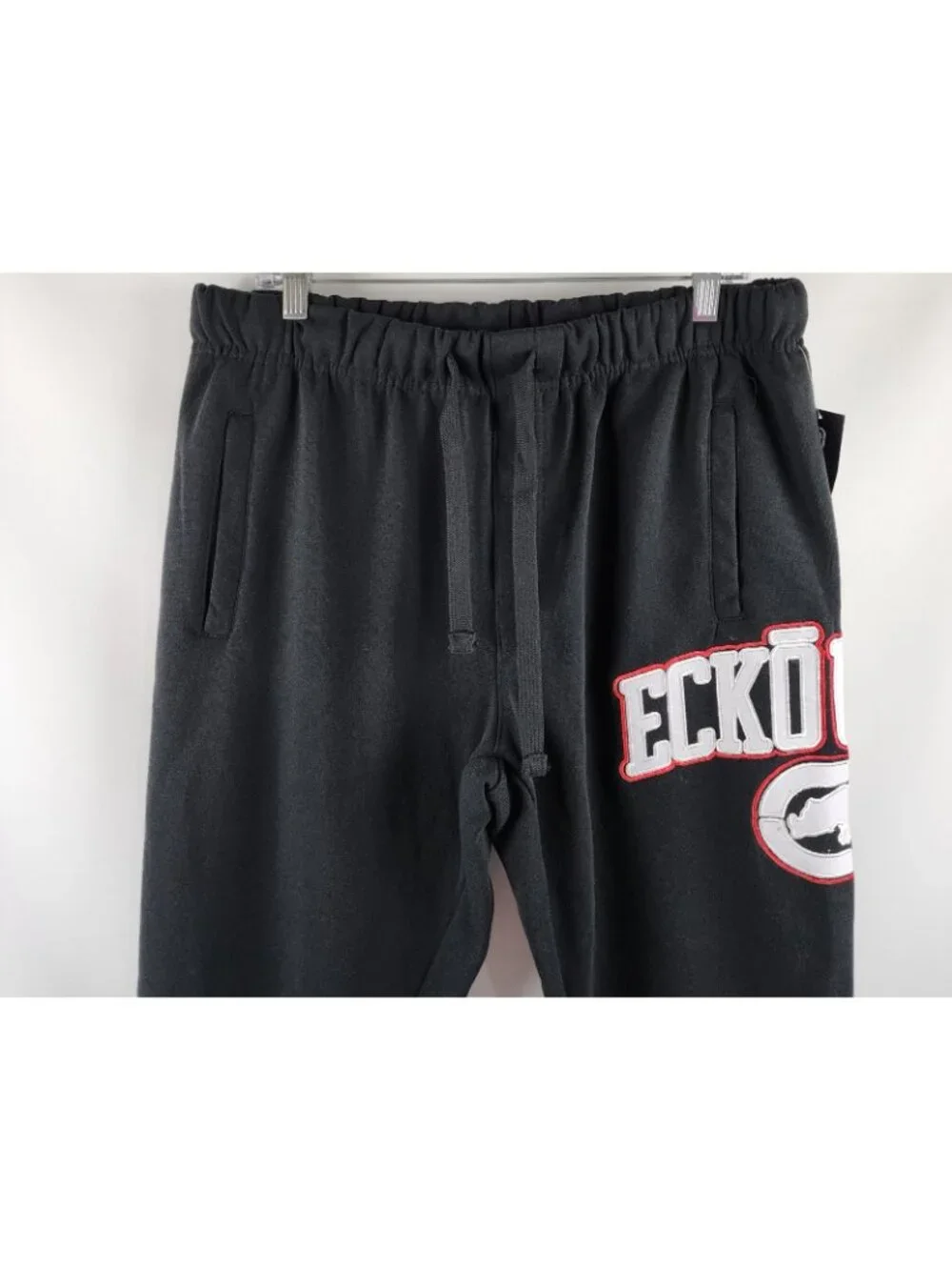 ECKO Unltd Pants Mens Large Black Embroidered Logo Joggers (34x30) NWT